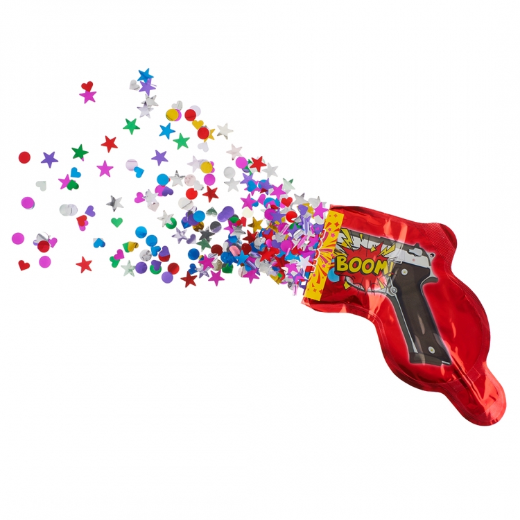 Мини-фигура, Пистолет - хлопушка с конфетти, Красный, с клапаном 