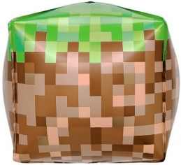 Шар Куб 3D, Пиксели, Зеленый/Коричневый